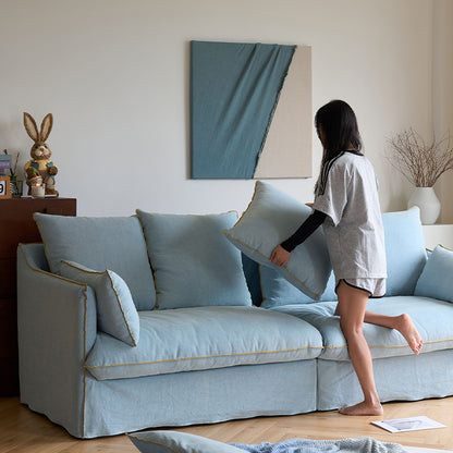 Mobilious-Bluoro Slipcovered Blue Skirted Sofa