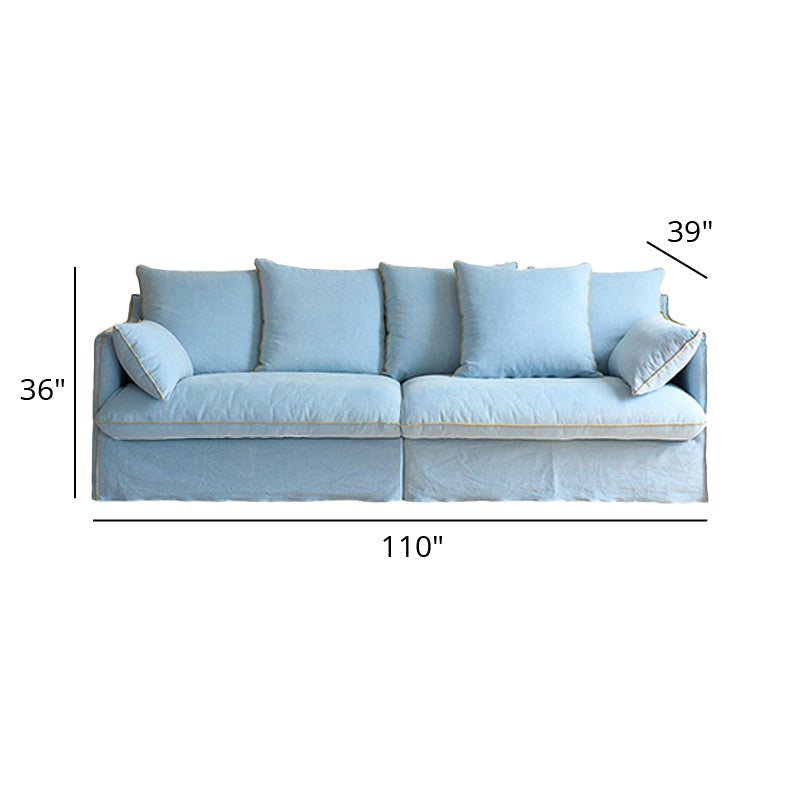 Mobilious-Bluoro Slipcovered Blue Skirted Sofa