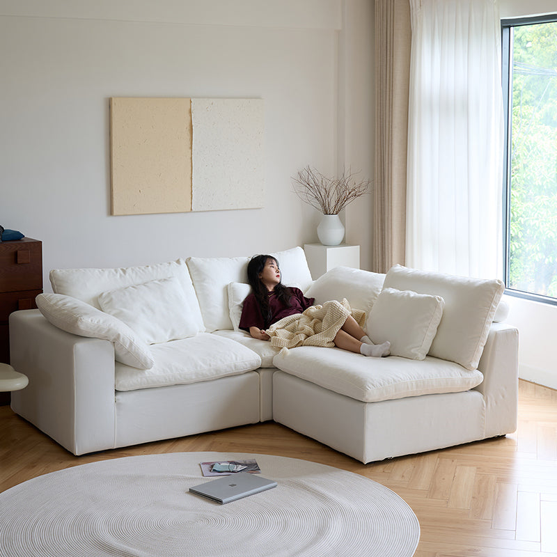 Mobilious-Nuvola Denim Slipcovered White Cloud Couch