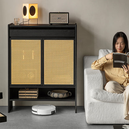 Rattanéa Solid Wood Rattan Shoe Cabinet