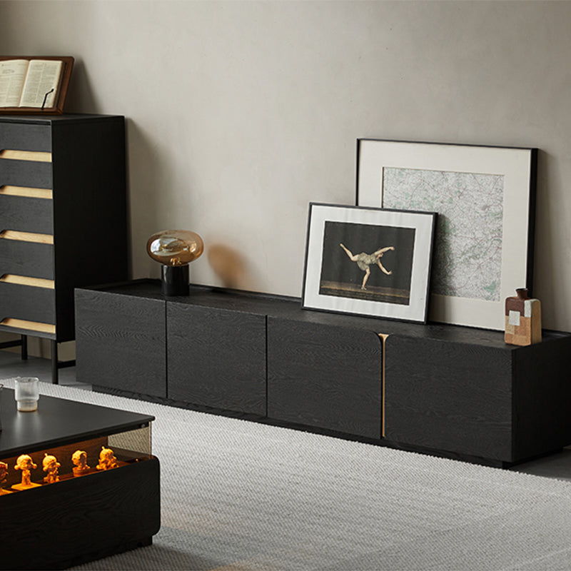 Aterra Solid Wood Black Modern TV Stand