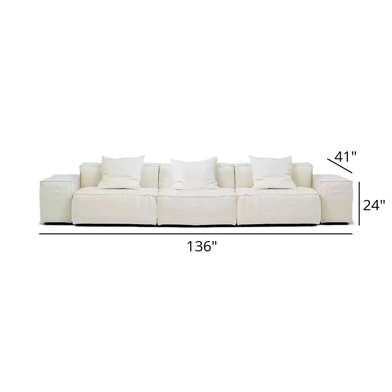 Mobilious-Armonia White Linen Fabric Washable Sofa