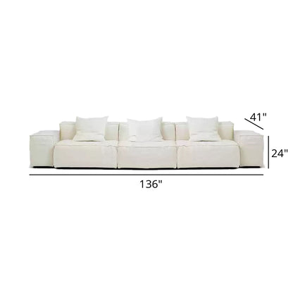 Mobilious-Armonia White Linen Fabric Washable Sofa