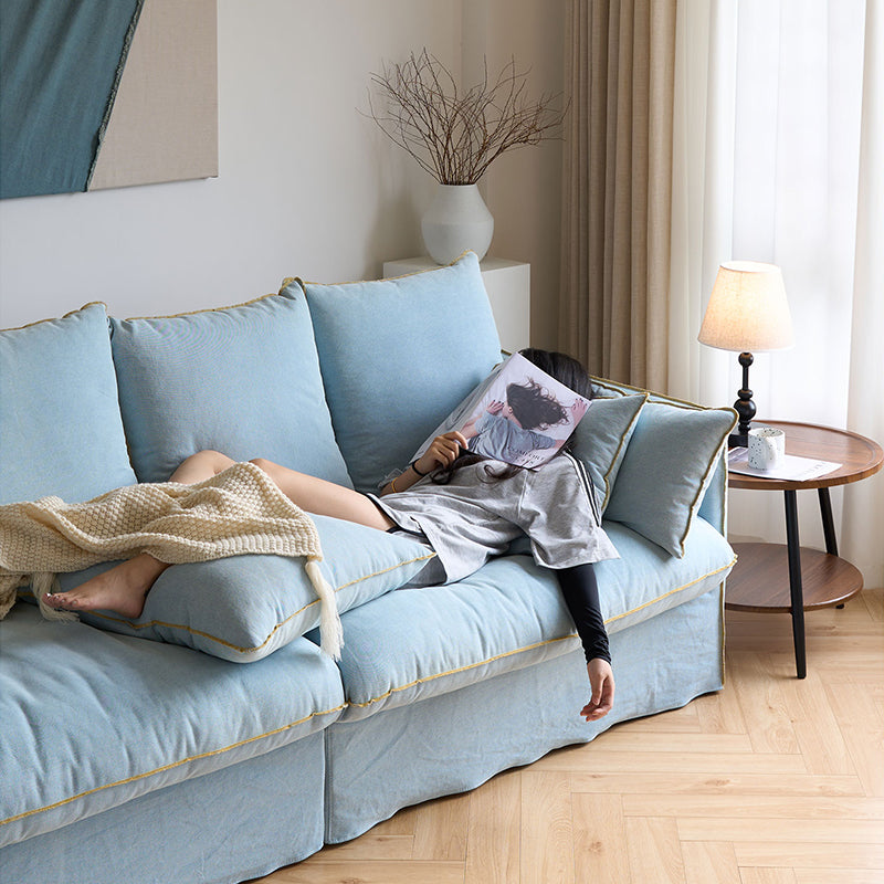 Mobilious-Bluoro Slipcovered Blue Skirted Sofa