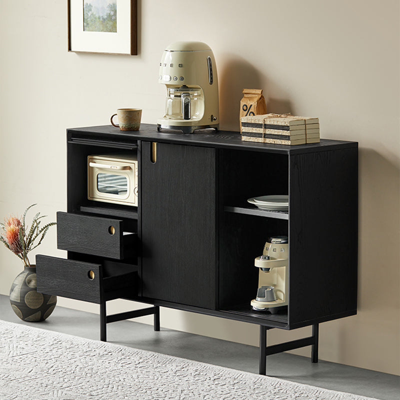 Casvera Solid Wood Black Modern Cabinet