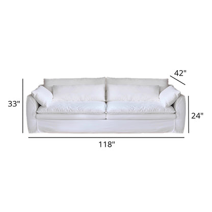 Mobilious-Fiorello Denim Slipcovered White Skirted Sofa - Plus