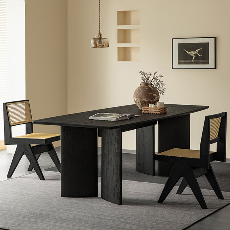 Fjeld Solid Wood Black Dining Table