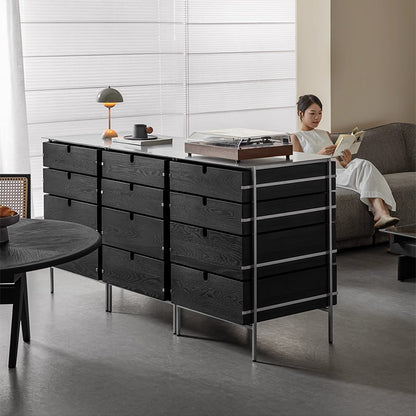 Alveo Solid Wood Black Storage Dresser