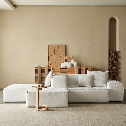 Mobilious-Armonia White Linen Fabric Washable Sectional