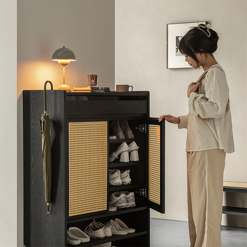 Rattanéa Solid Wood Rattan Shoe Cabinet