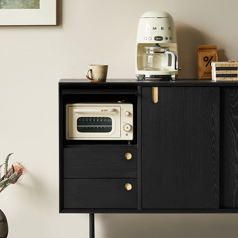 Casvera Solid Wood Black Modern Cabinet