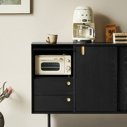 Casvera Solid Wood Black Modern Cabinet