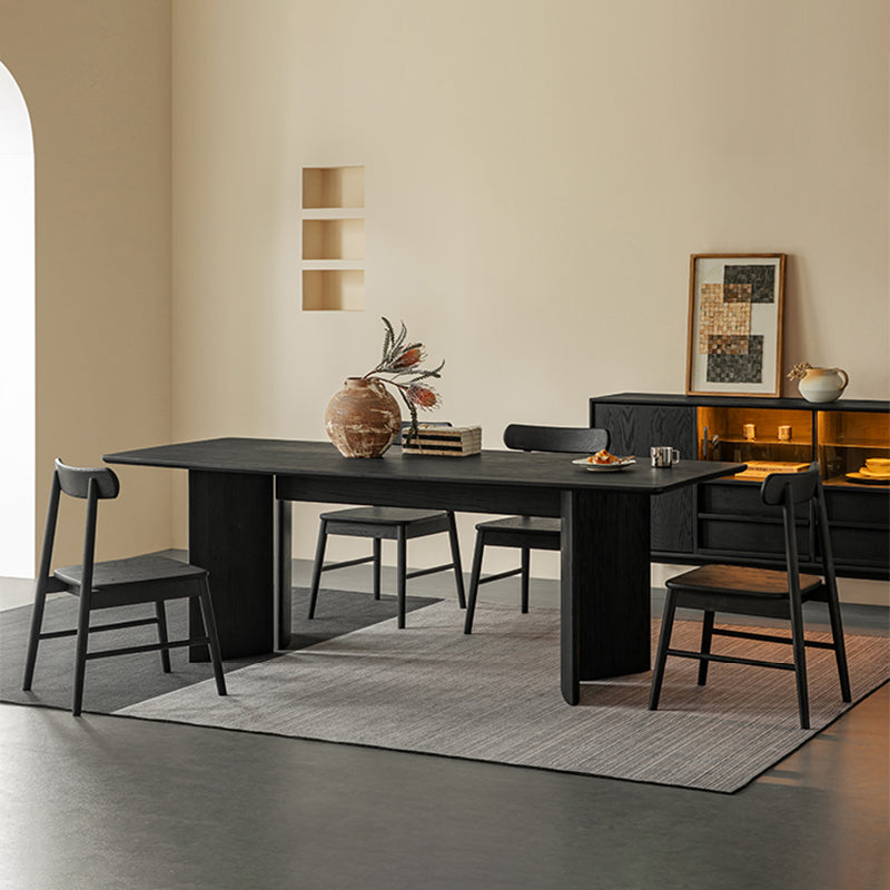 Fjeld Solid Wood Black Dining Table