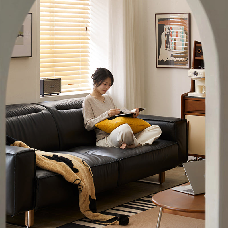 Mobilious - Treccia Top Grain Leather Straight Sofa