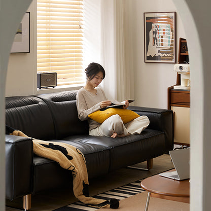 Mobilious - Treccia Top Grain Leather Straight Sofa