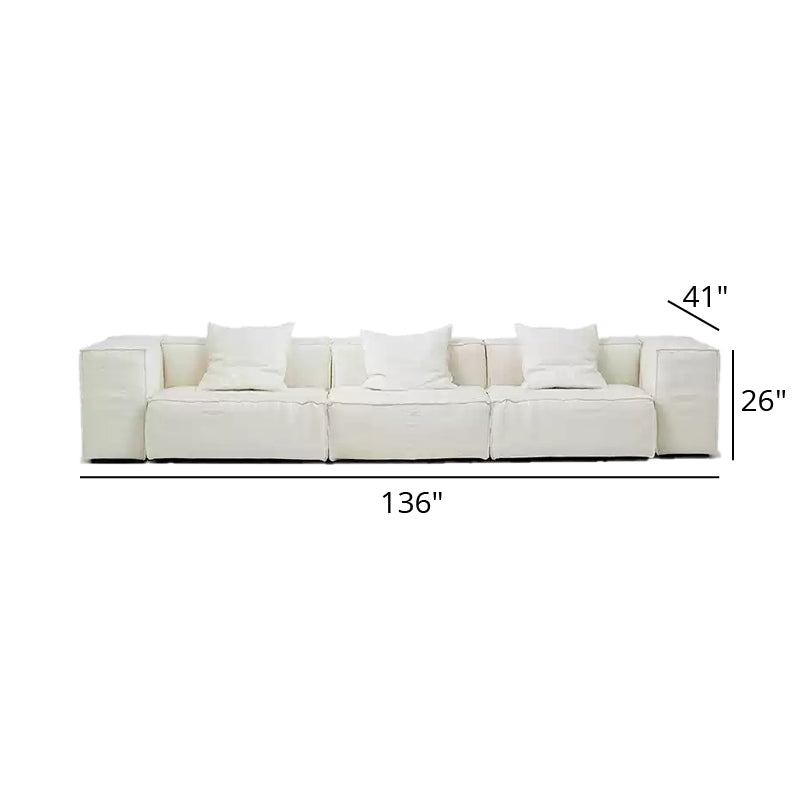 Mobilious-Armonia White Linen Fabric Washable Sofa