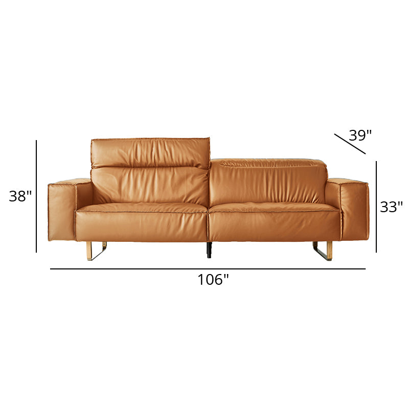 Mobilious - Treccia Top Grain Leather Straight Sofa