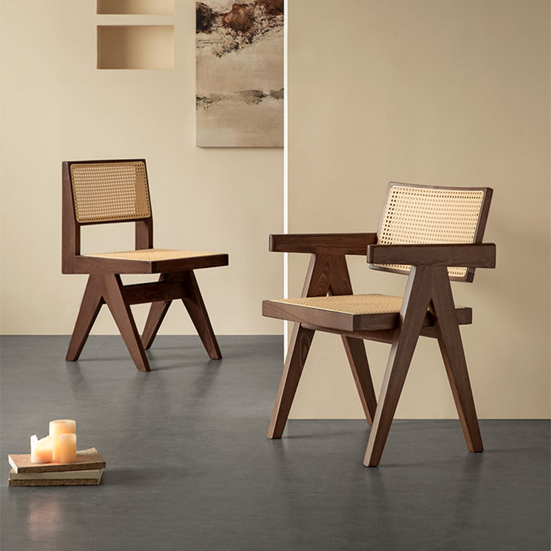 Aruna Solid Wood Modern Rattan Armchair
