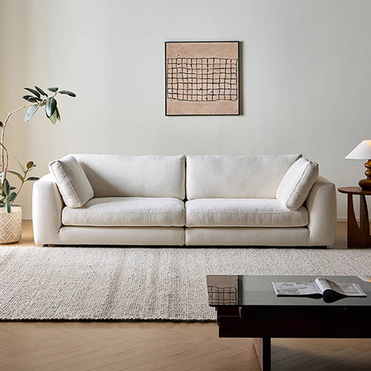 Serica White Linen Fabric Slipcovered Sofa
