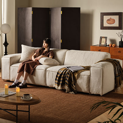 Kusari White Linen Fabric Washable Modular Sofa