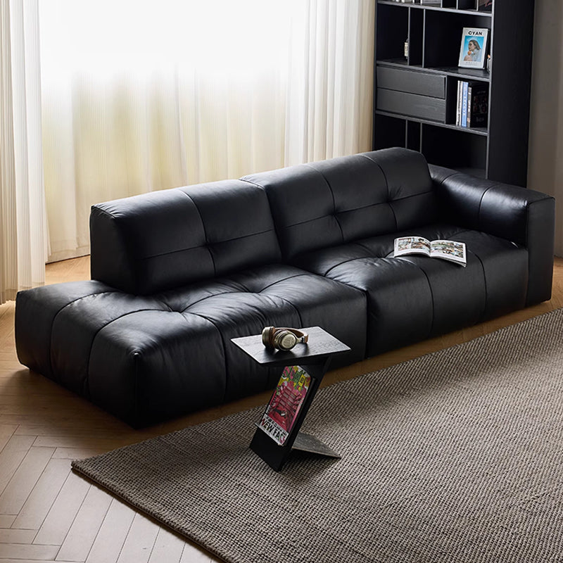 Svartlys Top Grain Leahter Straight Open Sofa