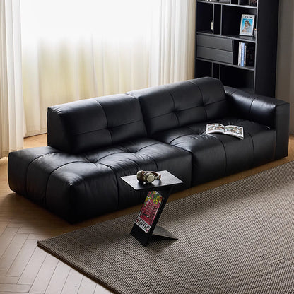 Svartlys Top Grain Leahter Straight Open Sofa
