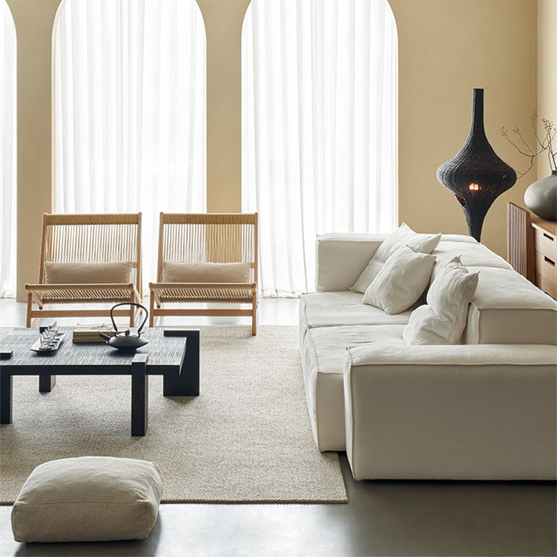 Mobilious-Armonia White Linen Fabric Washable Sofa