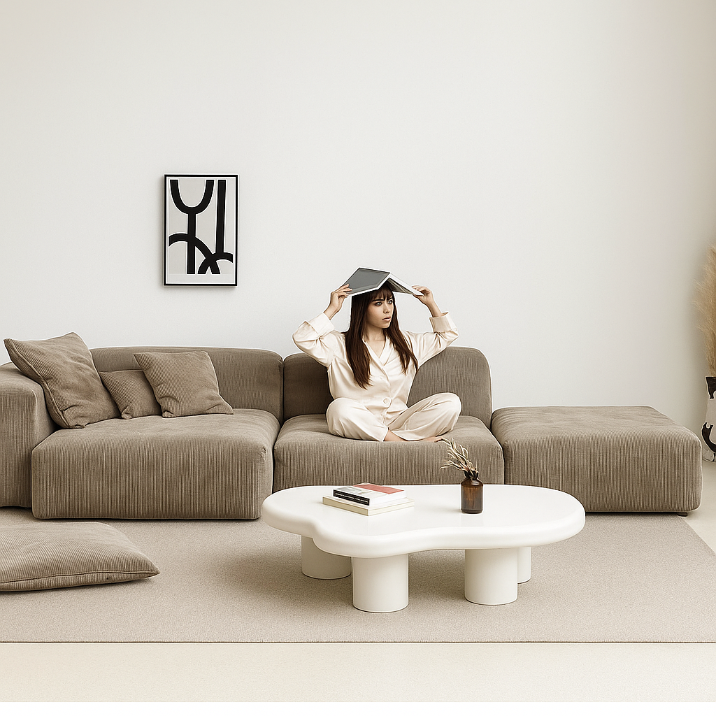 Mobilious-Velvra Corduroy Deep Seat Modular Sofa