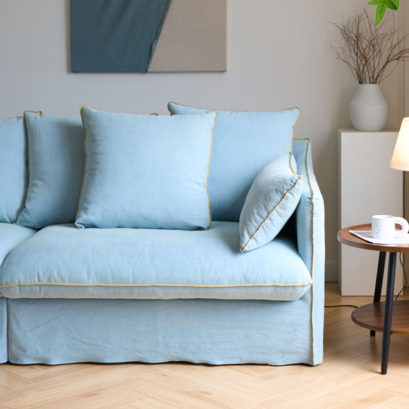 Mobilious-Bluoro Slipcovered Blue Skirted Sofa