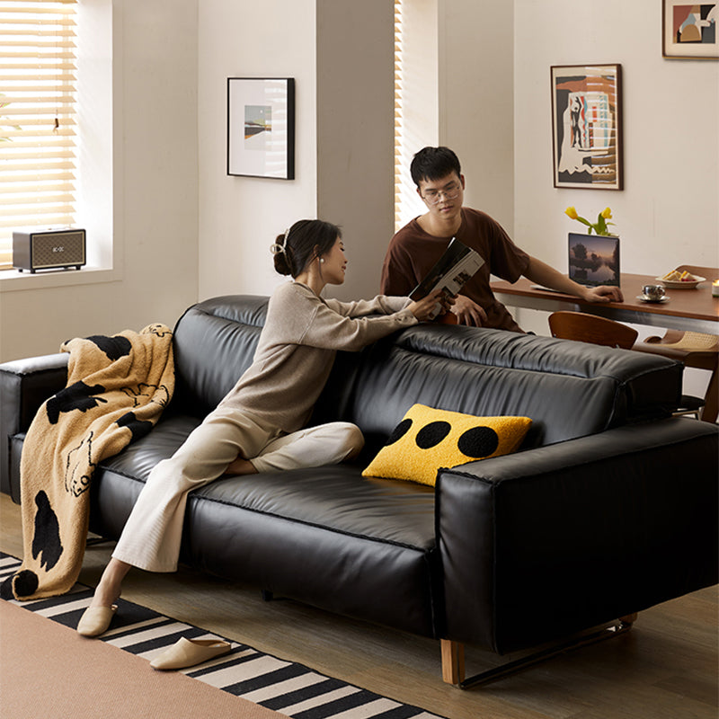 Mobilious - Treccia Top Grain Leather Straight Sofa
