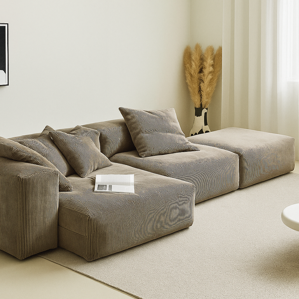 Mobilious-Velvra Corduroy Deep Seat Modular Sofa