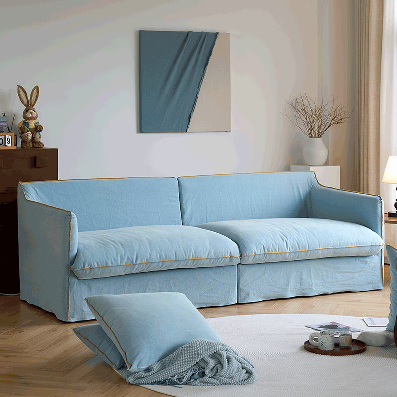 Mobilious-Bluoro Slipcovered Blue Skirted Sofa