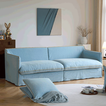 Mobilious-Bluoro Slipcovered Blue Skirted Sofa