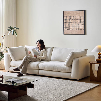 Serica White Linen Fabric Slipcovered Sofa