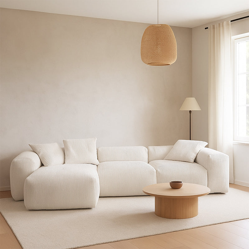 Mobilious-Velvra Corduroy Deep Seat Modular Sectional