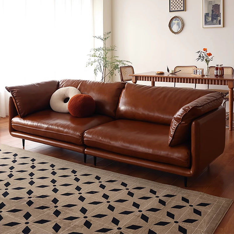 Calvía Genuine Leather Retro Straight Sofa