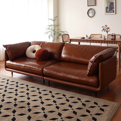 Calvía Genuine Leather Retro Straight Sofa