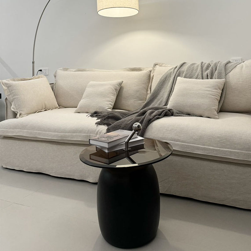 Aokaze White Linen Fabric Slipcovered Sofa