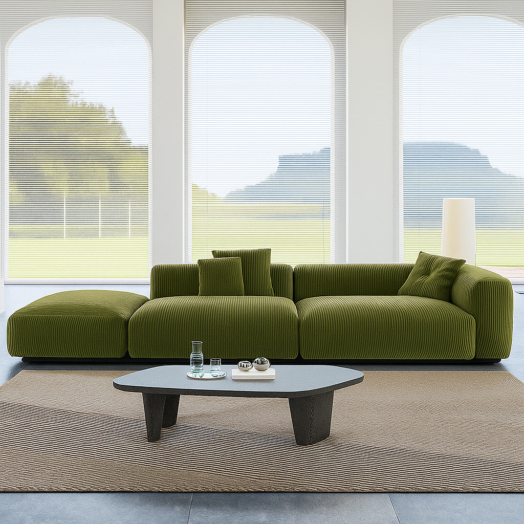 Mobilious-Verdino Corduroy Retro Green Modular Sectional