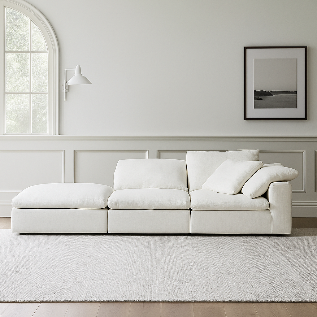 Mobilious-Lunara Dew-Retted Linen Fabric Washable Sofa- Plus