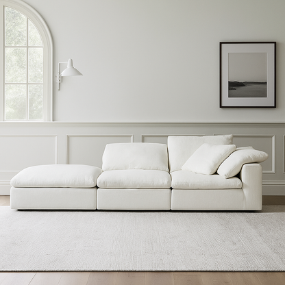 Mobilious-Lunara Dew-Retted Linen Fabric Washable Sofa- Plus