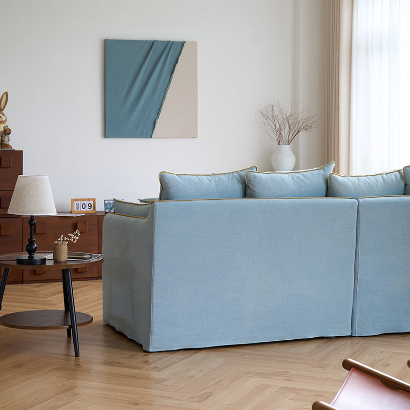 Mobilious-Bluoro Slipcovered Blue Skirted Sofa