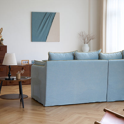 Mobilious-Bluoro Slipcovered Blue Skirted Sofa