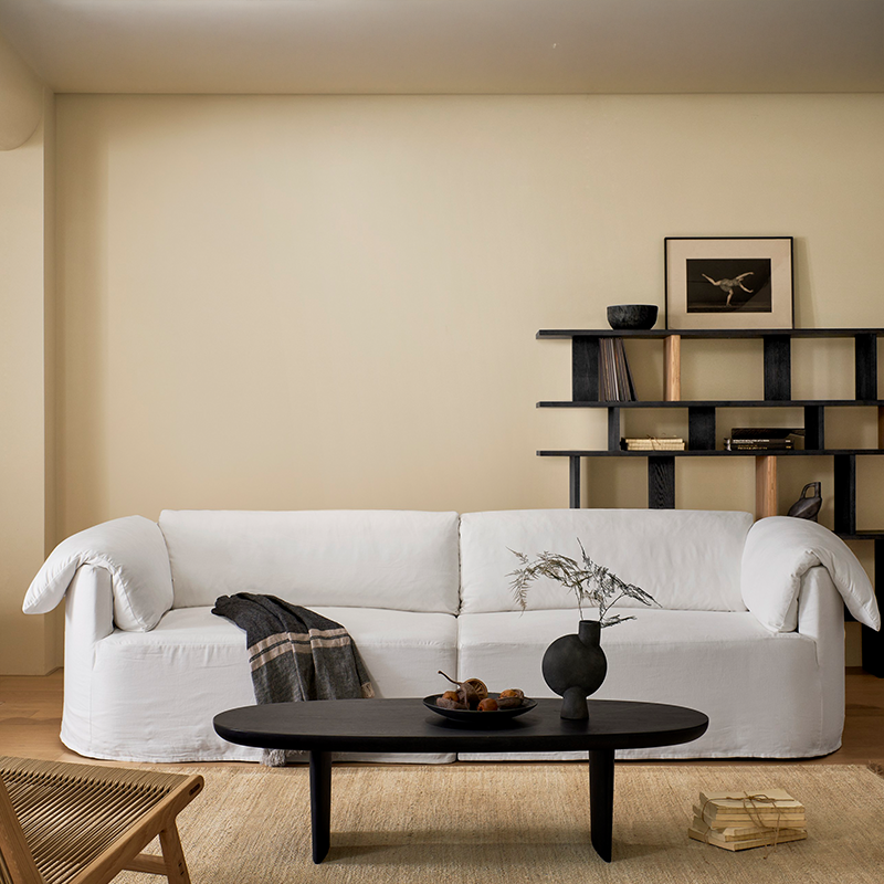 Murelle Linen Fabric Washable White Sofa