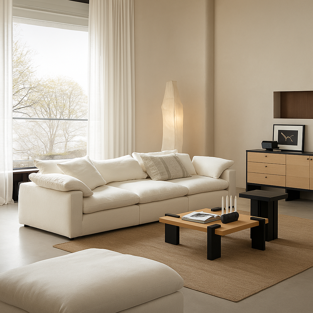 Mobilious-Lunara Dew-Retted Linen Fabric Washable Sofa- Plus