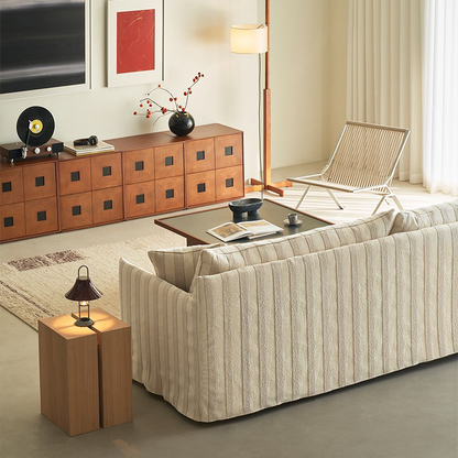Caldia Beige Bouclé Fabric Deep Seat Sofa