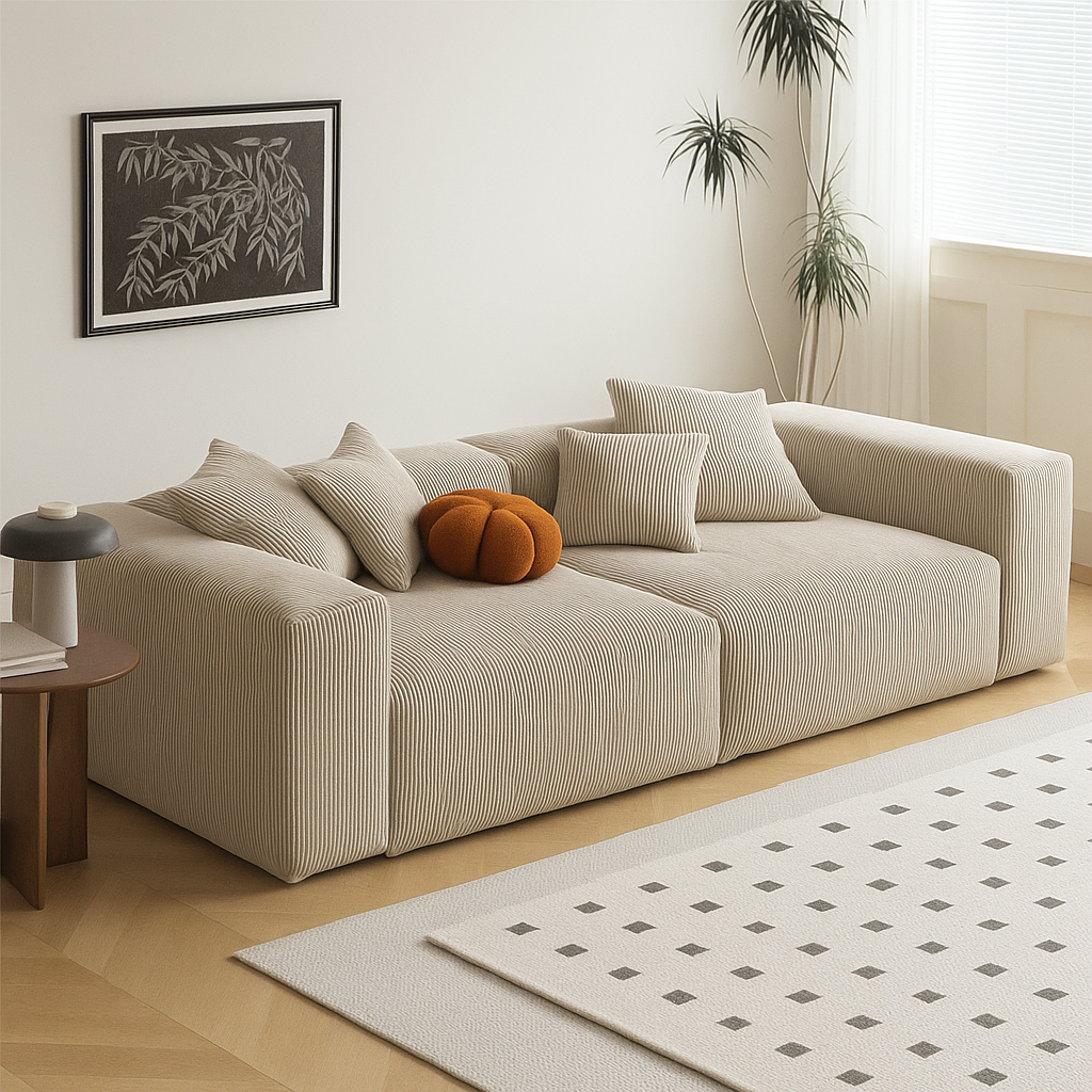 Mobilious-Velvra Corduroy Deep Seat Modular Sofa