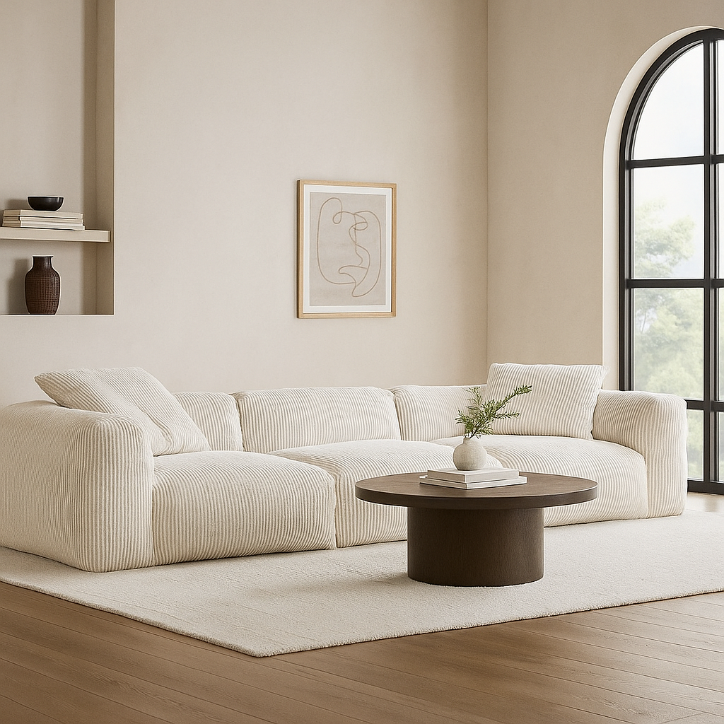 Mobilious-Velvra Corduroy Deep Seat Modular Sectional