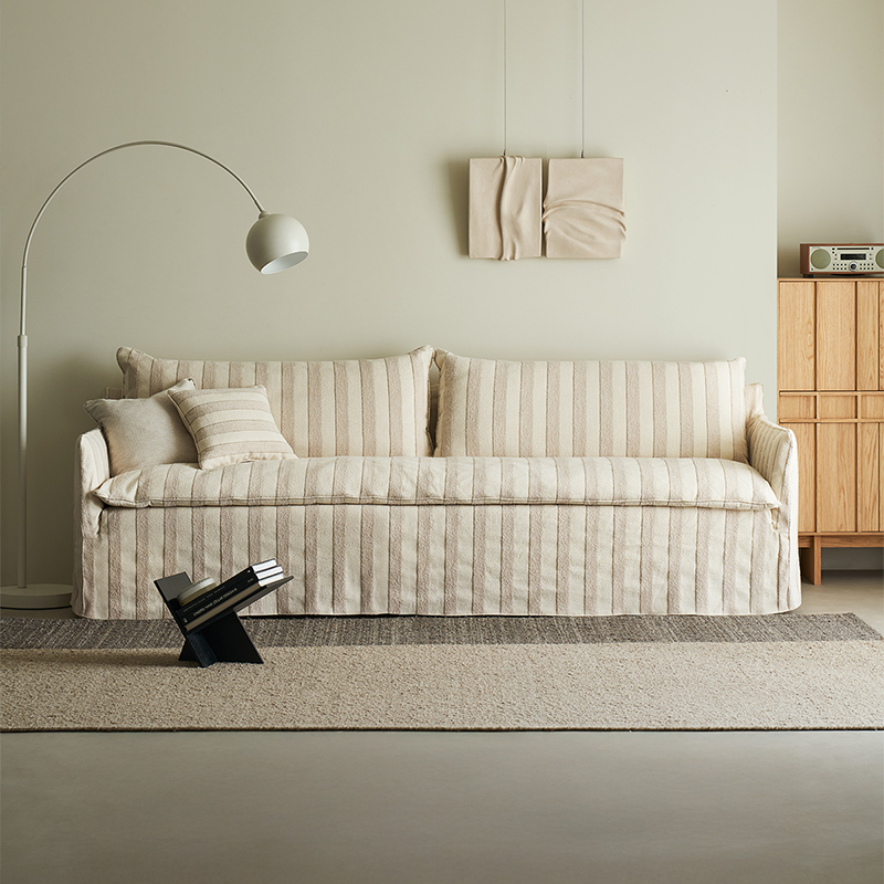Caldia Beige Bouclé Fabric Deep Seat Sofa