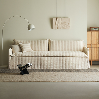 Caldia Beige Bouclé Fabric Deep Seat Sofa